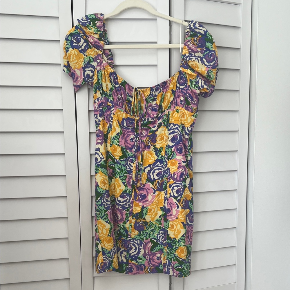 Zara Floral Mini Dress - Purple, Yellow, Green